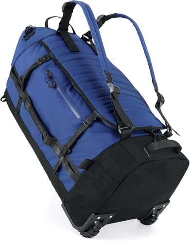 Rolling Duffle Bag with Wheels,86L 30”Carry on Luggage with Wheels,Folding Travel Bag,Duffle Backpack with Separate Shoe Compartment (Dark Blue) - color: Dark Blue