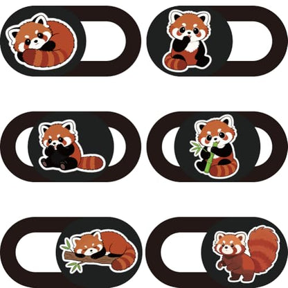 6Pcs 6 Styles Red Panda Camera Cover Slide Cute Privacy Guard Accessories, Phone Front Camera Blocker 0.04 Inch Ultra Thin for Laptop Desktop Computer Tablet Notebook Mini PC Office Use - color: Red Panda