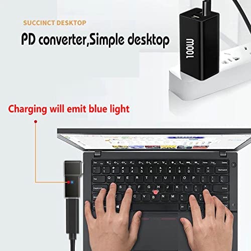 USB C to DC Tip Adapter, 100W PD Power ThinkPad Laptop Charging Cable | Adapter with USB C Female Input to Slim Tip Rectangle, Zinc Alloy PD Charge Converter for Lenovo ThinkPad Laptops