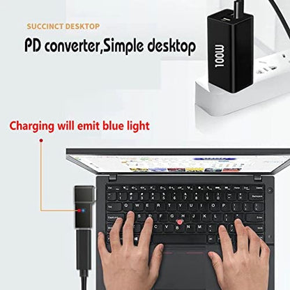 USB C to DC Tip Adapter, 100W PD Power ThinkPad Laptop Charging Cable | Adapter with USB C Female Input to Slim Tip Rectangle, Zinc Alloy PD Charge Converter for Lenovo ThinkPad Laptops