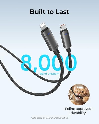 100W Fast Charging Cable 2-in-1 with USB-C & Lighting | Detachable Tip USB-C&A for iPhone 17/16/15/14, iPad, iPod, MacBook Pro/Air, Galaxy, Power 2 Devices at Once (3.94ft)