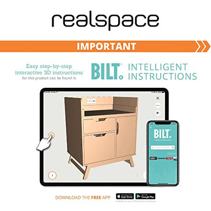 Realspace® Nashira 27"W Printer Stand with Charging Station, Light Oak/Gray
