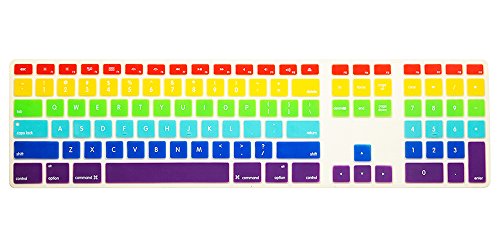 HRH Rainbow Mix Silicone Keyboard Skin Cover for iMac Wired USB Full Size Keyboard with Numeric Keypad A1243(G6 MB110LL/B and MB110LL/A) - color: Rainbow