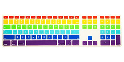 HRH Rainbow Mix Silicone Keyboard Skin Cover for iMac Wired USB Full Size Keyboard with Numeric Keypad A1243(G6 MB110LL/B and MB110LL/A) - color: Rainbow