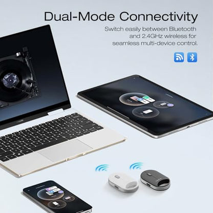 Mini Wireless Mouse, Portable Silent Optical Mouse, Slim Lightweight Design with USB Receiver, Compatible with Laptop/Tablet/Desktop (White) - color: White