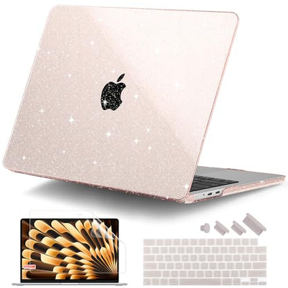 Clear Glitter Case for MacBook Air 15 Inch M5 M4 M3 M2 (2026-2023) A3448 A3241 A3114 A2941, Protective Hard Shell Cover Compatible with Touch ID & Liquid Retina Display - Sparkly Starlight - color: Sparkly Starlight