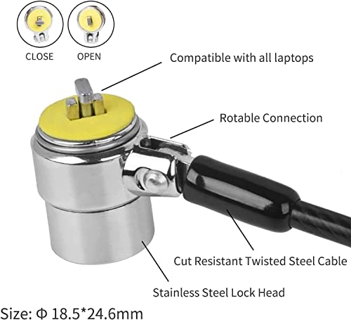 Laptop Lock, Combination Security Lock Cable with Keys and Anchor Plate, Anti Theft Lock for Business Electronics, Monitors, Tablets, Smart Phones (2 Laptop Locks Head)