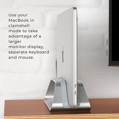 HumanCentric Vertical Laptop Stand Compatible with MacBook Pro & Air | PC Desk Stand, Aluminium, Exchangeable Inserts for Different Device Models, Fits MacBook Pro & MacBook Air, Silver Color - color: Silver