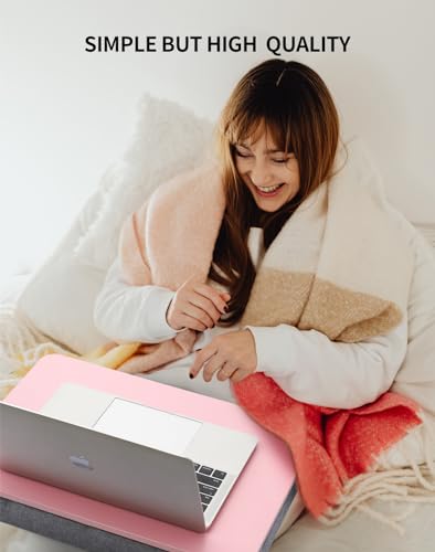 ZEAPTAC Lap Desk with Pillow Cushion, Portable Bed Desk, Fits up to 15.6 inch Laptop, Lap Stand for Bed & Couch & Carpet, Book/Tablet/Drawing Board Stand - Pink - color: Pink