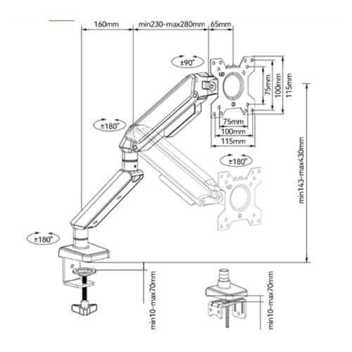 Monitor Stand Single Monitor Mount Arm with Mounting Adaptor Brackets, Fit Max 32”Screens Without Mounting Holes, Adjustable Gas Spring Single Monitor Desk Mount Monitor Stand Desk arm