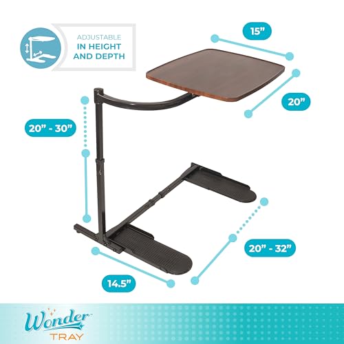 Stander Wonder Tray, Adjustable Swivel Table, Large Laptop Stand, Couch Desk, Side Tables & Gaming Bench, TV-Trays for Eating on Couches, Chairs, Recliners, Walnut - color: Walnut, size: Large