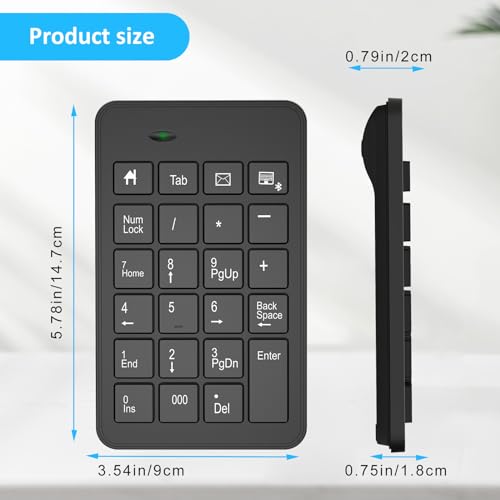 Bluetooth Number Pad with Battery, 23 Keys Wireless Numeric Keypad Upgraded Version of 10 key Keyboard Financial Accounting Numpad Compatible for Laptop, PC, Macbook, Notebook, Desktop,Surface Pro - style: BluetoothWireless