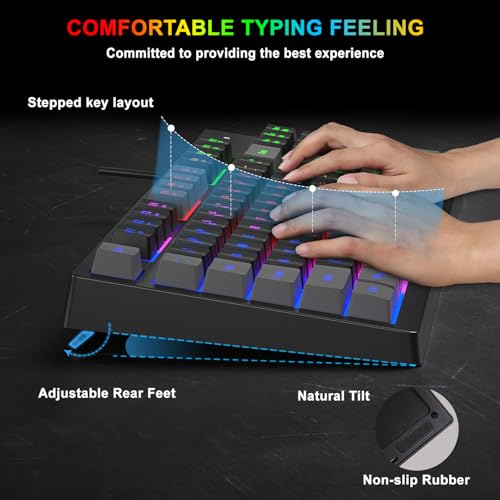 BlueFinger RGB 87 Keys Gaming Keyboard and Backlit Mouse Combo, USB Wired Rainbow Keyboard, Gaming Keyboard Set for Laptop PC Computer Game and Work(Gray & Black) - color: Gray & Black