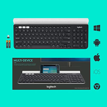 Logitech K780 Multi-Device Wireless Keyboard for Computer, Phone and Tablet – Flow Cross-Computer Control Compatible - Speckles, White