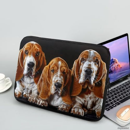 Basset Hound Printed Laptop Bag for Women Men, Lightweight Laptop Case Bag Protective Computer Case Bag 13 Inch Briefcase with Zipper, Easy to Carry Computer Carrying Cover - color: Basset Hound-Brown, size: 13 Inches