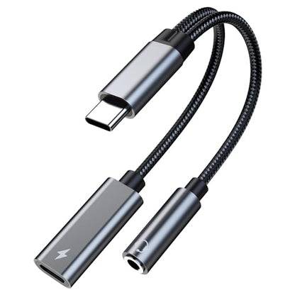MMOBIEL USB C to 3.5mm Splitter Headphone and Charger 2-in-1 Aux Adapter 60W Fast Charging and 32-Bit Hi-Res Audio Mic & Headset Support Compatible with iPhone 17 16 15, iPad Pro/Air, Galaxy S26–S21 - size: 32 Bit
