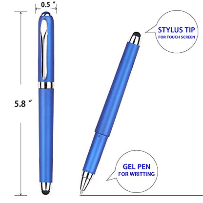 0.5mm Blue Ink Gel Pen with Stylus Tip,Fine Point,18 Pack | 2in1 capacitive stylus pen touch screen, smooth gel writing quick dry no smudge, refillable clip office school business gift - color: 0.5mm-18Pack-Blue