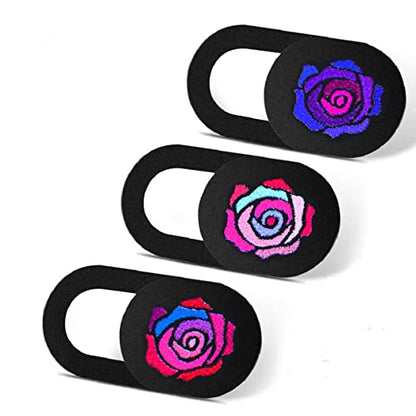 Webcam Cover Slide Ultra Thin Laptop Camera Privacy Protect Rose | 3 Pcs Cute Rose, Ultra thin camera cover fit for Cell phone desktop tablet PC, front camera blocks webcam to protect privacy - color: Rose