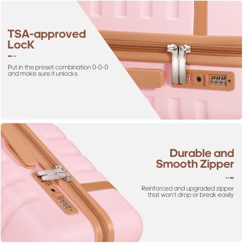 UKEIN Luggage Sets 3 Piece, Carry On Luggage 20In With Spinner Wheels,PC Hardside Suitcase Set with TSA Lock,Durable Carry On Suitcase With Travel Backpack for Men (Pink, 3 piece set (20inch)) - color: Pink, size: 3 piece set (20inch)