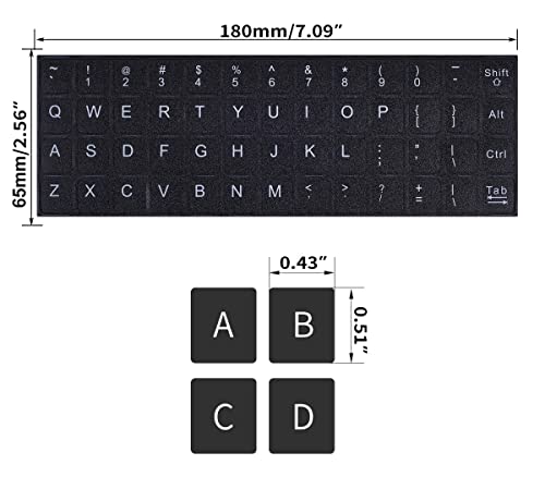 2PCS Universal English Keyboard Stickers Letters with Tweezer, Keyboard Stickers Black Background with White Lettering, Keyboard Letters Replacement Sticker for PC Laptop Desktop Computer -English - color: English-black/White