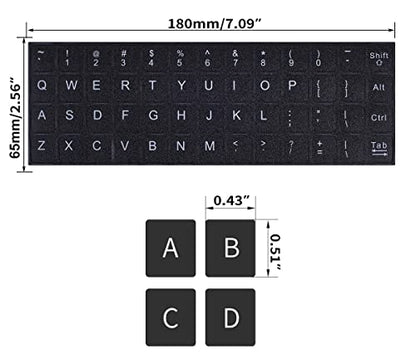 2PCS Universal English Keyboard Stickers Letters with Tweezer, Keyboard Stickers Black Background with White Lettering, Keyboard Letters Replacement Sticker for PC Laptop Desktop Computer -English - color: English-black/White
