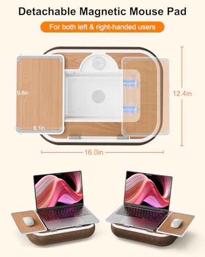 Lap Desk with Storage Cushion Washable with Magnetic Mouse Pad | Multi-Functional Lap Desk for Home Office Couch Bed With Scented Cotton Pads -Fits Up to 15 Inch Laptop