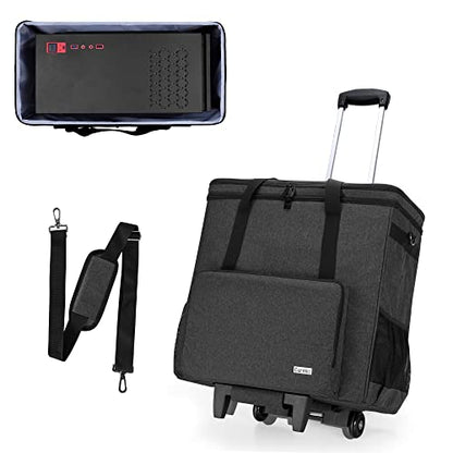 Rolling PC Carrying Case, Double Layers Desktop Tower Bag, Black | Wheeled Computer Desktop Tower Case with Shoulder Straps Fit ATX/M-ATX Motherboards, Keyboard, Mouse, Cables & Earphones - color: Black