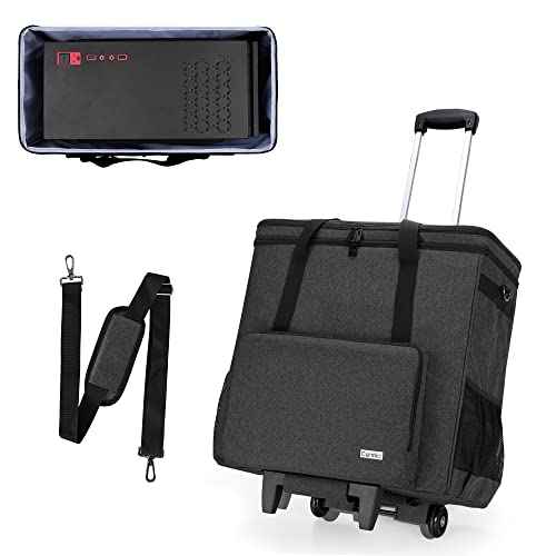 Rolling PC Carrying Case, Double Layers Desktop Tower Bag, Black | Wheeled Computer Desktop Tower Case with Shoulder Straps Fit ATX/M-ATX Motherboards, Keyboard, Mouse, Cables & Earphones - color: Black
