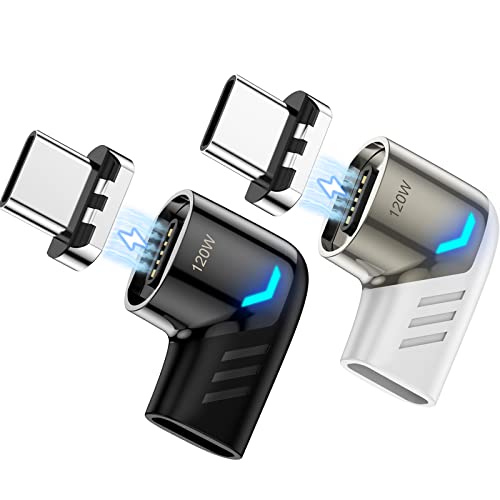 USB C Magnetic Adapter,(2 Pack) Magnetic USB C Adapter,PD 120W Fast Charge,480Mbps Transfer Speed,Compatible with MacBook,USB C Device - size: USB 2.0, style: Elbow-2 Pack