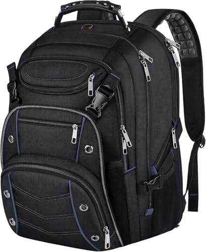 VECKUSON Extra Large Laptop Backpack, 22" x 17" x 10", 60L Capacity, Multi-Compartment Protection, Fits 15.6-19" Laptops, TSA Approved, RFID Anti-Theft, Sport Backpack - color: Blue