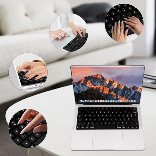 MOSISO Silicone Raised Keyboard Cover for Long Nails, Keyboard Cover with Cleaning Brush, Compatible with MacBook Air 15 M3 A3114 M2 A2941/Air 13.6/Pro 14/16 M4 M3 M2 M1, Black