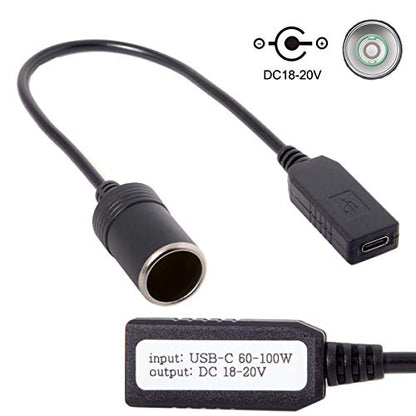 chenyang CY USB-C Type-C to DC 20V Power Adapter USB-C to Cigarette Lighter Car Receptacle 65W Charger Cable - style: For Car 20V