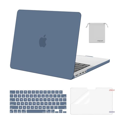 MOSISO Compatible with MacBook Pro 14 inch Case M5 2026 M4 2025 M3 M2 M1 2024-2021 A3427 A3426 A3434 A3112 A3185 A3401 A2918 A2992 A2779 A2442,Hard Case&Keyboard Skin&ScreenFilm&Pouch, Haze Blue - color: Haze Blue