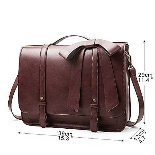 ECOSUSI Briefcase for Women Messenger Backpack PU Leather Laptop Bag Satchel Computer Bag for College Business Travel | PU Leather - color: Coffe