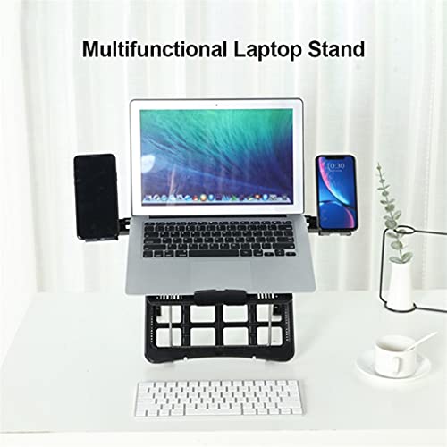 Laptop Stand Aluminum Cooling Bracket with Built-in Foldable Phone Holders Multi-Angle Adjustable Notebook