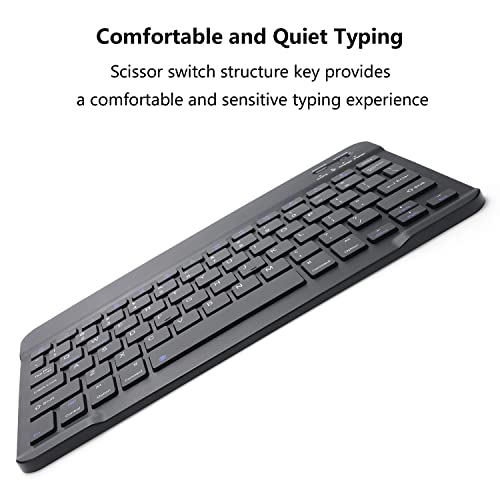 Ultra-Slim Rechargeable Bluetooth Keyboard Portable Wireless Keyboard for iPad A16 11th 10th Generation, iPad Pro iPad Air iPad Mini iPhone, Android Samsung Galaxy Tablet Smartphone Cell Phone (Black) - color: Black