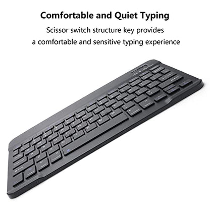 Ultra-Slim Rechargeable Bluetooth Keyboard Portable Wireless Keyboard for iPad A16 11th 10th Generation, iPad Pro iPad Air iPad Mini iPhone, Android Samsung Galaxy Tablet Smartphone Cell Phone (Black) - color: Black