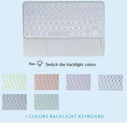 Bluetooth Keyboard with Touchpad,10 inch Ultra Silm 7 Colors RGB Backlit Wireless Keyboard Universal Rechargeable Portable Keypad with Trackpad for iPad iOS Android Windows Laptops PC(White) - color: white
