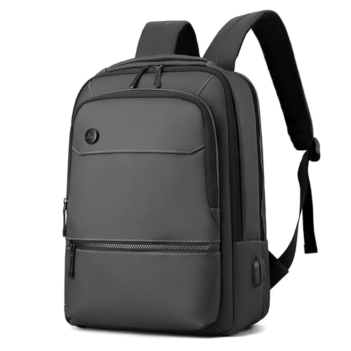 Laptop Backpack for Men Business Work Backpack with USB Charging Port Water-resistant Computer Bag for Mens Fit 15.6 Inch(Grey)