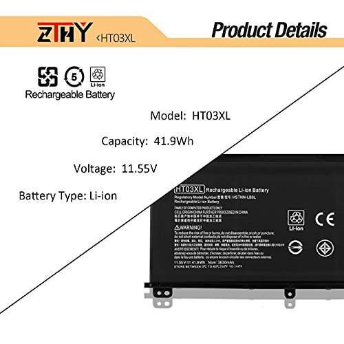 HT03XL Battery Replacement for HP Pavilion 15-CS 15-CW 15-CU 15-DA 15-DB | 15-DW 15-DY 15T-DA 15T-DB 15T-DQ 15-cu1xxx 15-cw1xxx 15-DA0XXX 15-db1xxx 15-dw0xxx 15t-dy100 17-by0xxx 17-ca0xxx 14m-dh0xxx - size: 7.68*4.13*0.2 inch HT03XL