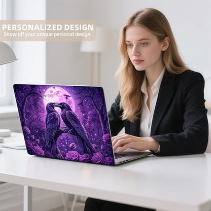 Universal Laptop Skin Sticker for 12/13/14/15.6 Inch Laptops, Reusable Vinyl Laptop Decal Cover, Waterproof Scratch Resistant Notebook Skin with 2 Wrist Pads,Purple Ravens - color: Purple Ravens