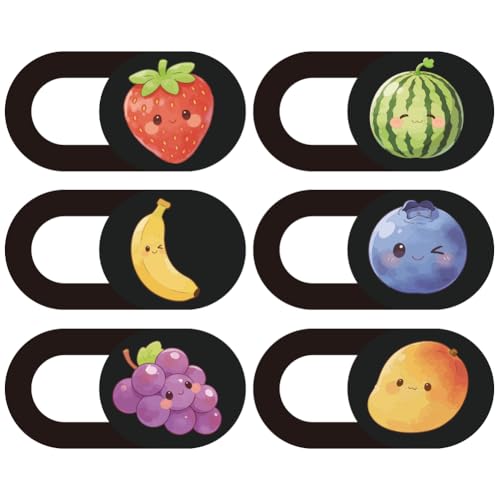6Pcs 6 Styles Cute Laptop Camera Cover Fruit Privacy Guard Accessories, 0.04 Inch Ultra Thin Webcam Cover Slide Protector Blocker for Desktop Computers Tablet Notebook Mini PC Office Use - color: Fruits