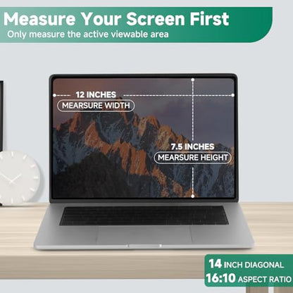 Nano-Suction Laptop Privacy Screen 14 Inch 16:10, Removable Screen Privacy Shield for Laptop, Anti Glare, Anti Bule Light, Screen Protector for Lenovo HP Dell Acer Asus Thinkpad - size: Laptop 14 inch 16:10
