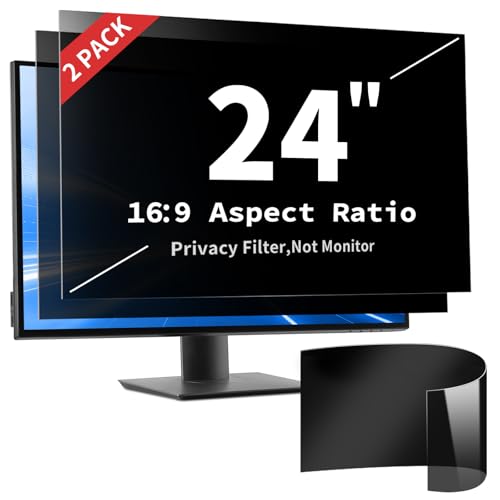 2 Pack 24 Inch Privacy Screen Filter for 16:9 Curved and Flat | Removable Anti Glare & Blue Light & UV Reduces Eye Strain, ±30° Privacy Filter for Monitors Keeps Data Safe, Lightweight - size: 2 Pack-24''Monitor Screen Protector (16:9)
