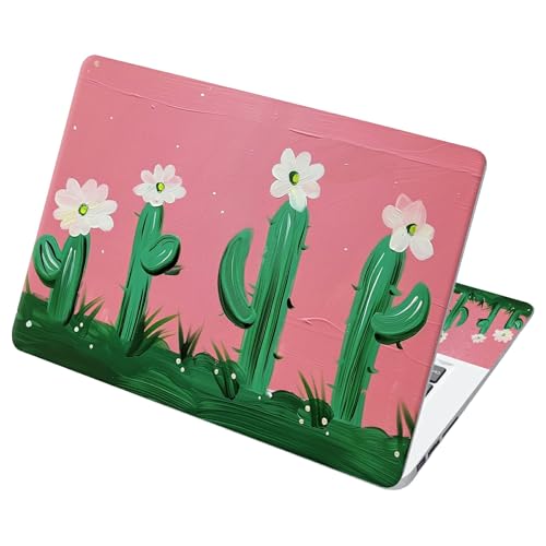Universal Laptop Skin Sticker with 2 Wrist Pad Decals, 3-Piece Removable Vinyl Laptop Cover, Cactus Flower Waterproof Anti-Scratch, Easy-Trim Fit for 13.3" 14" 15.6" Laptops - color: Cactus Flower