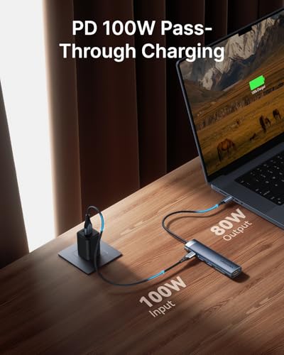 VENTION USB C Hub, 6-in-1 Laptop Docking Station Dongle Adapter with 4K HDMI, PD 100W Charging, USB 3.0 Ports, SD/TF Card Reader, Portable Aluminum Plug & Play for MacBook Pro, Laptop/HP/DELL
