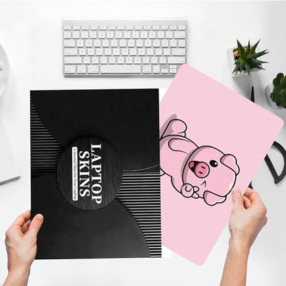 Universal Laptop Skin Sticker with 2 Wrist Pad Skins, Waterproof Scratch Resistant Vinyl Laptop Cover Decal, Cut to Fit for 11–15.6 Inch MacBook HP Dell Lenovo, Pink Pig - color: Pink Pig