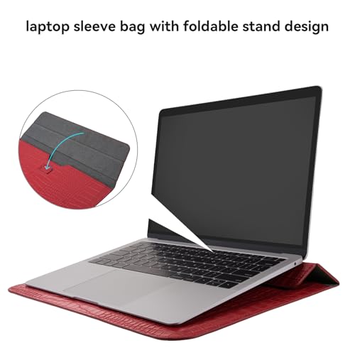MOSISO Laptop Case 13 inch, 13 inch Laptop Sleeve Compatible with MacBook Neo 13 A18 Pro A3404 Air M4 M3 M2 M1 2026-2018 / Pro M2 M1 2026-2016, Crocodile Grain PU Leather Flap Case Bag, Red - color: Red, size: 13 inch