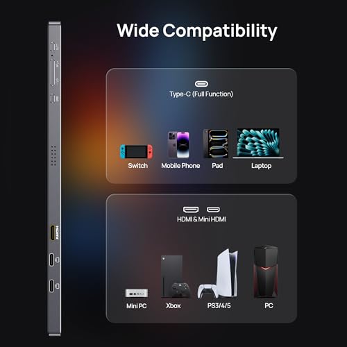 ARZOPA 16.1" Portable Monitor Gray, 100% sRGB FHD 1080P Kickstand & PU Sleeve Bag Combination