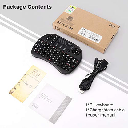Rii i8 Mini Bluetooth Keyboard with Touchpad＆QWERTY Keyboard, Portable Wireless Keyboard with Remote Control for Smartphones /laptop/PC/Tablets/ Windows/Mac/ TV/Xbox/PS3/Raspberry Pi .Black
